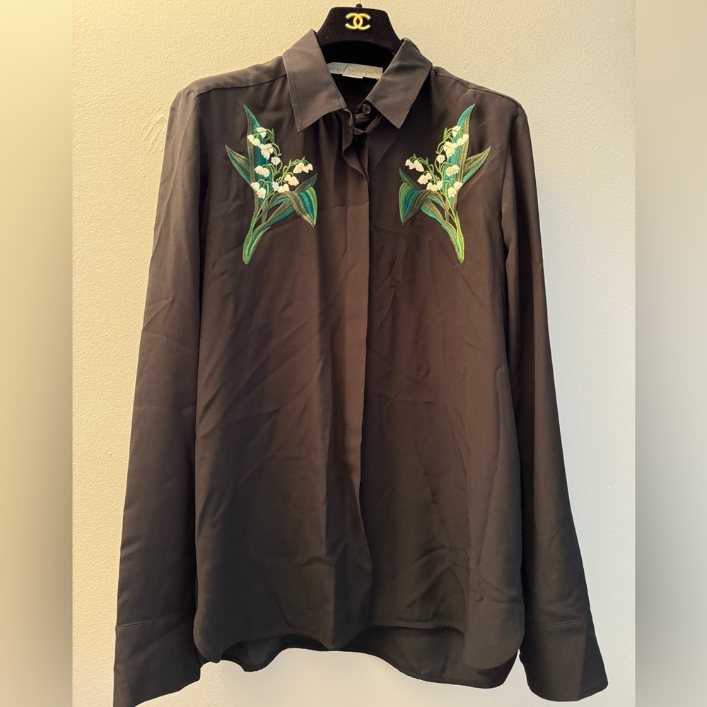 SALE‼️Stella McCartney silk black flower blouse size 42 🇮🇹